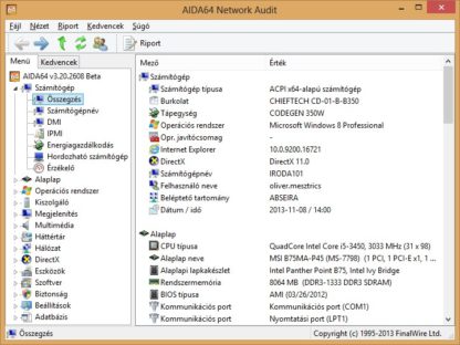 AIDA64 Network Audit, 10 gép, 1 éves követés